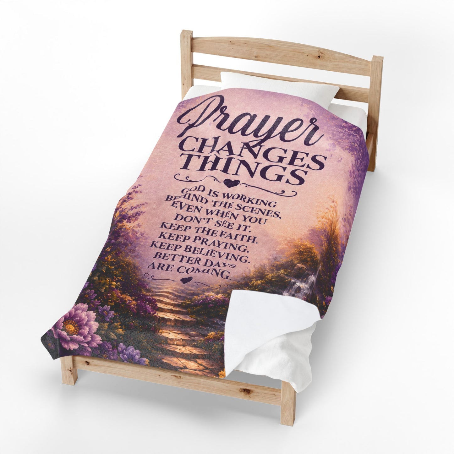 The Prayer Changes Things Prayer Purple Waterfall Plush Comfort Velveteen Blanket