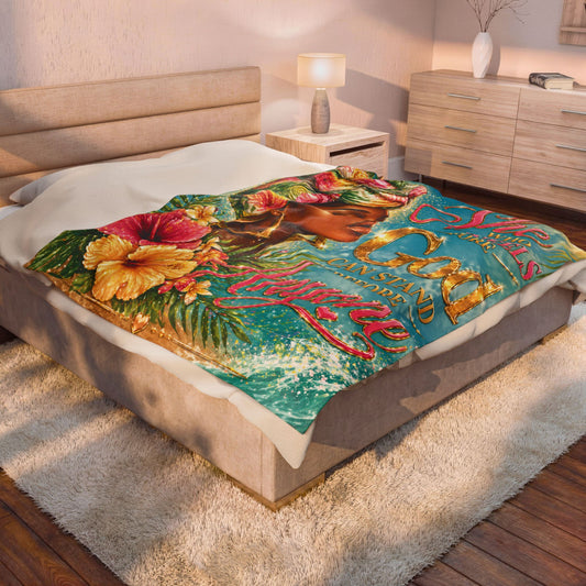 Afro American Woman She Kneels Before God Plush Comfort Velveteen Blanket