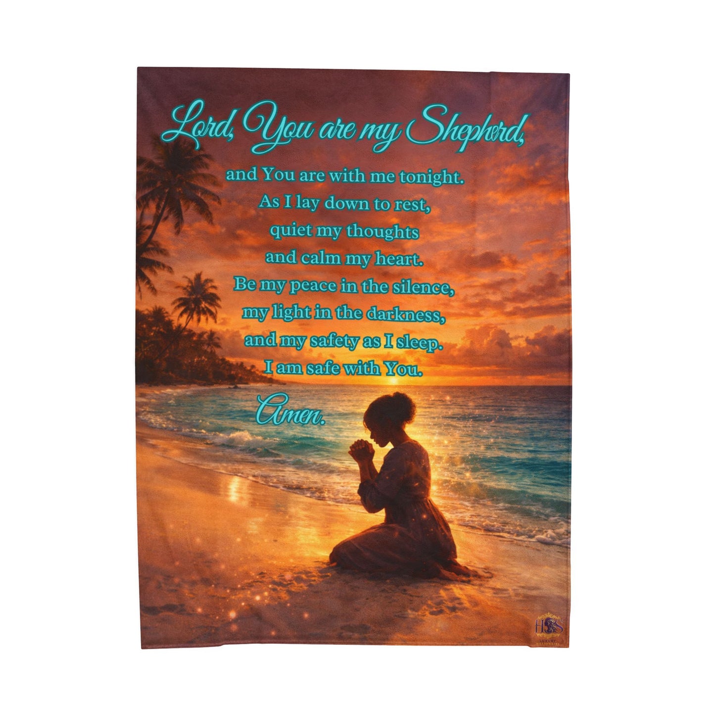 Afro American Woman The Lord Is My Shepherd Oceanside — Prayer Blanket (Psalm 23)