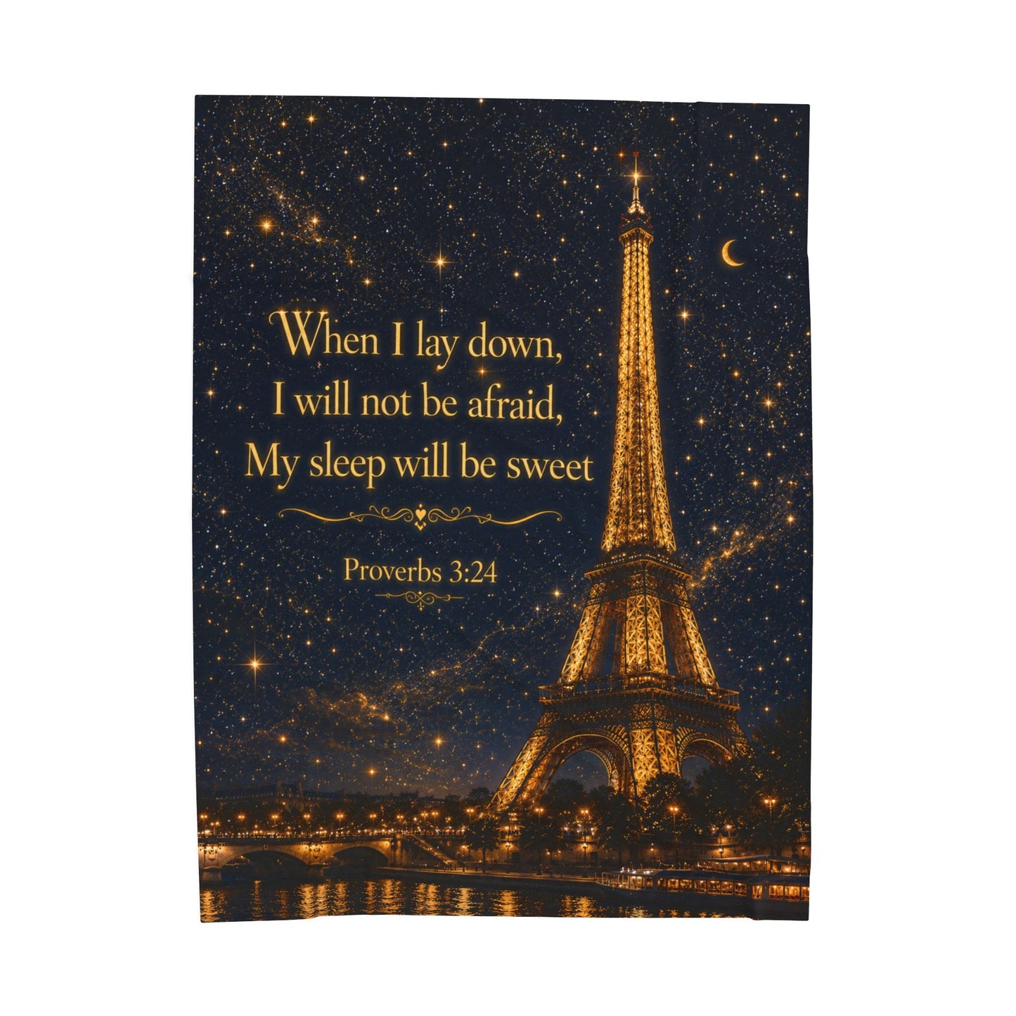 Proverbs 3:24 When You Lay Down Your Sleep Will Be Sweet Plush Comfort Velveteen Prayer Blanket.