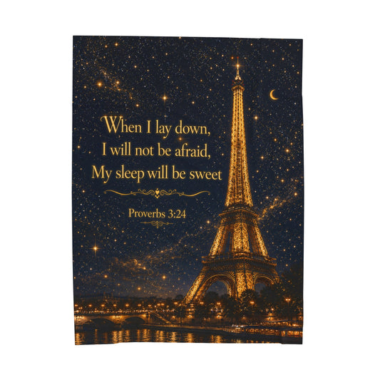 Proverbs 3:24 When You Lay Down Your Sleep Will Be Sweet Plush Comfort Velveteen Prayer Blanket.