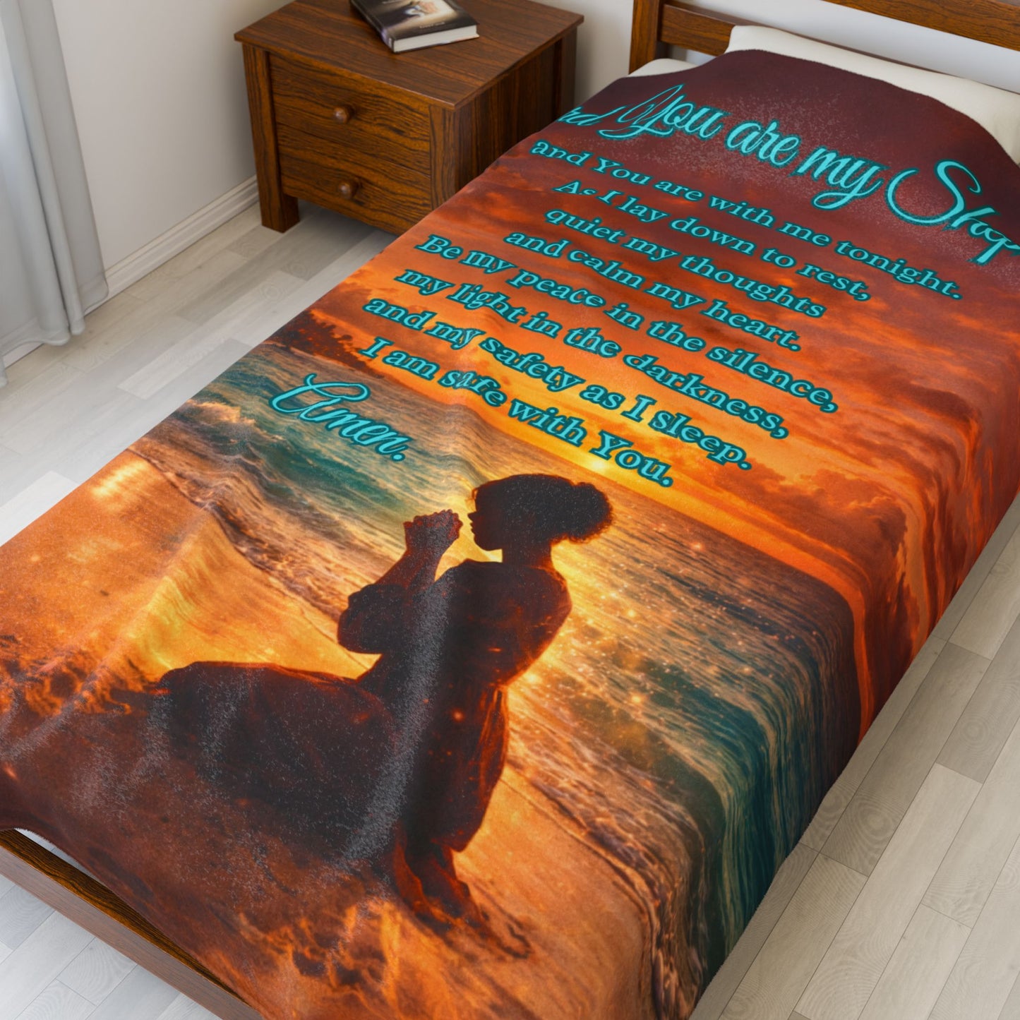 Afro American Woman The Lord Is My Shepherd Oceanside — Prayer Blanket (Psalm 23)