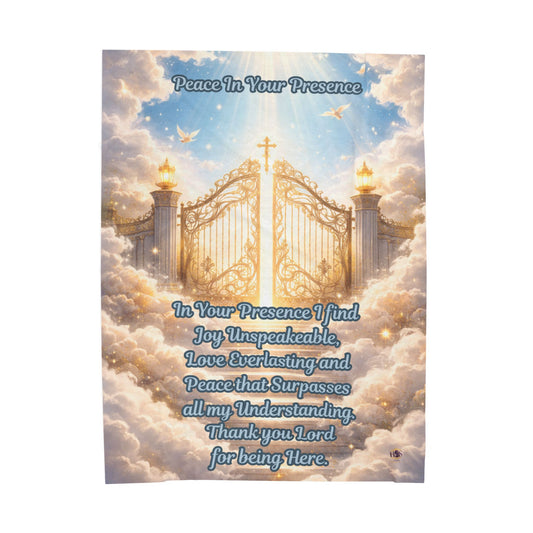 Heaven's Gates Peace In Your Presence Christian Prayer Healing ™Throw Velveteen Blanket