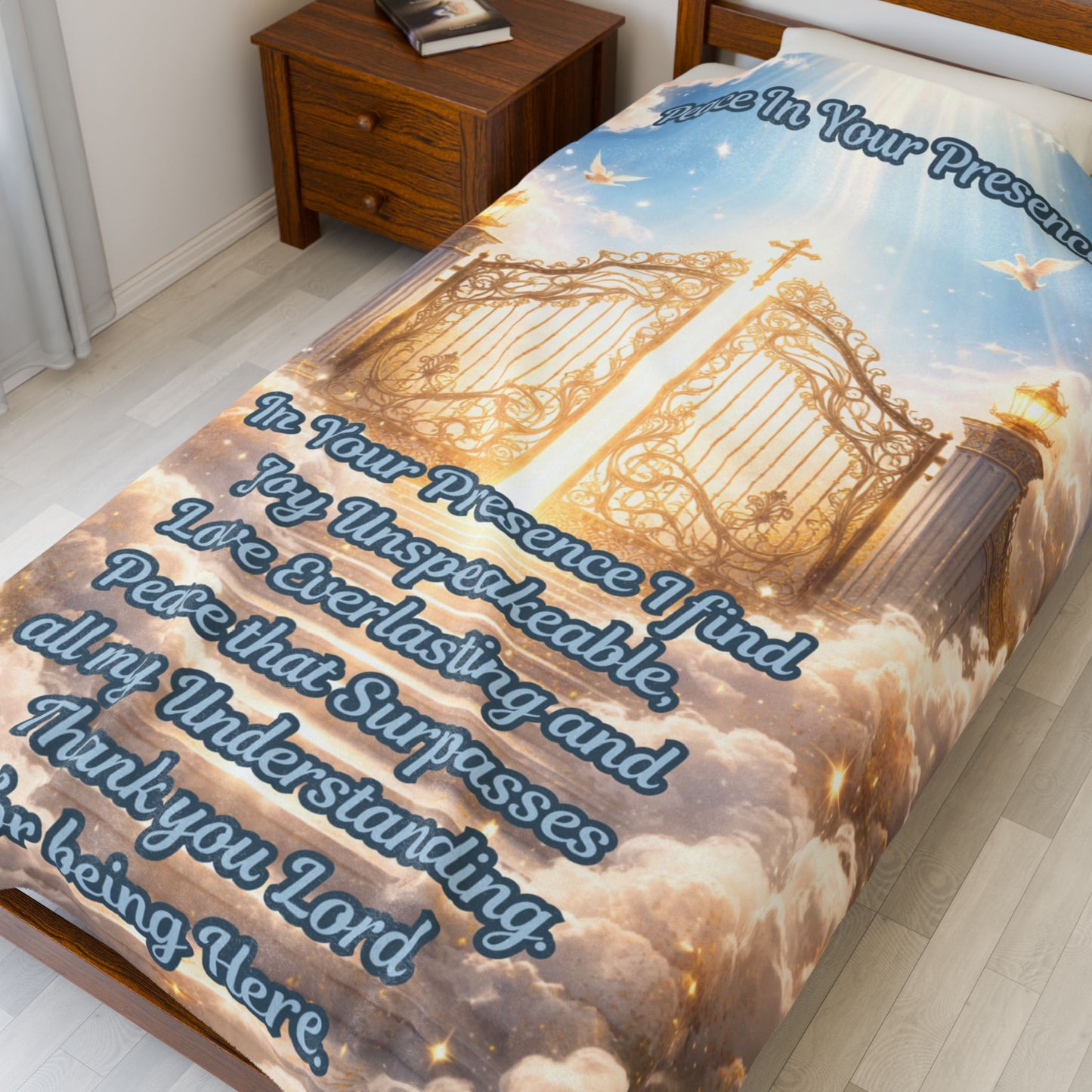Heaven's Gates Peace In Your Presence Christian Prayer Healing ™Throw Velveteen Blanket