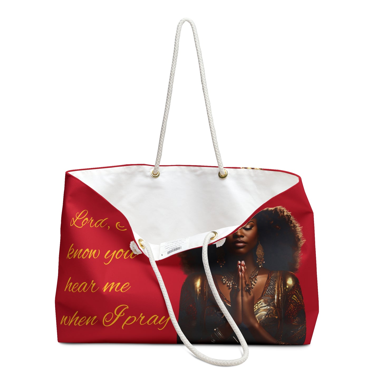 African American Woman Praying Jeremiah 33:3 Weekender Bag