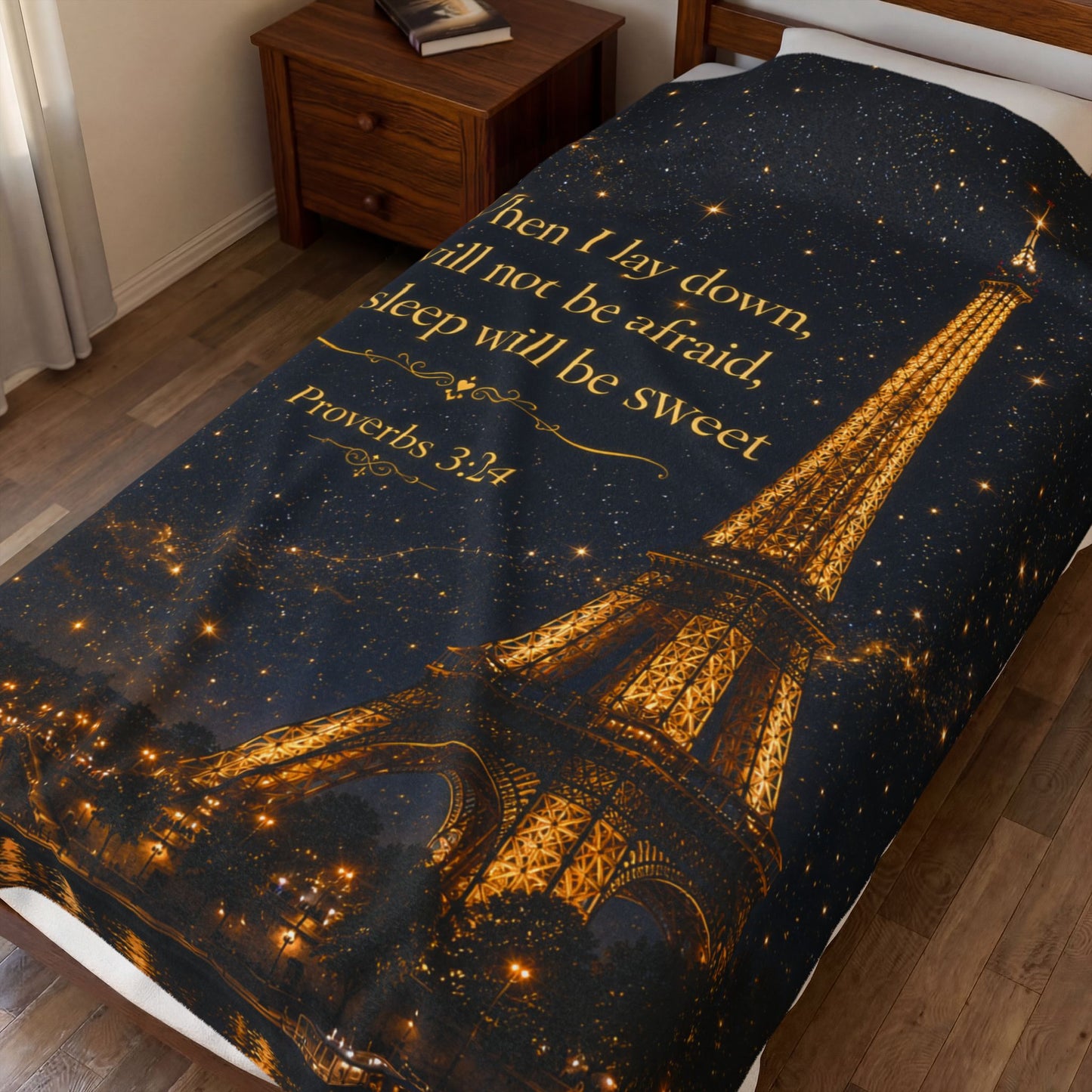 Proverbs 3:24 When You Lay Down Your Sleep Will Be Sweet Plush Comfort Velveteen Prayer Blanket.