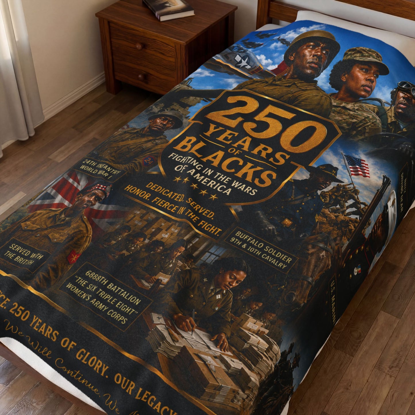 Honoring Blacks Serving 250 Years in America is Here Plush Comfort Velveteen Blanket