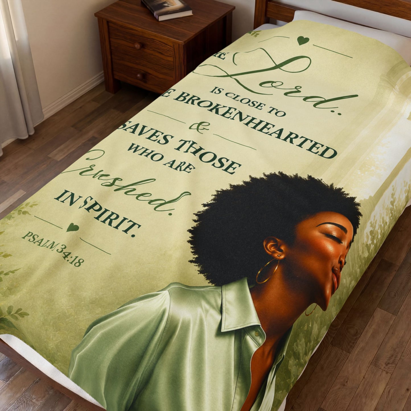 Afro American Woman Sage Flower Plush Comfort Velveteen Blanket