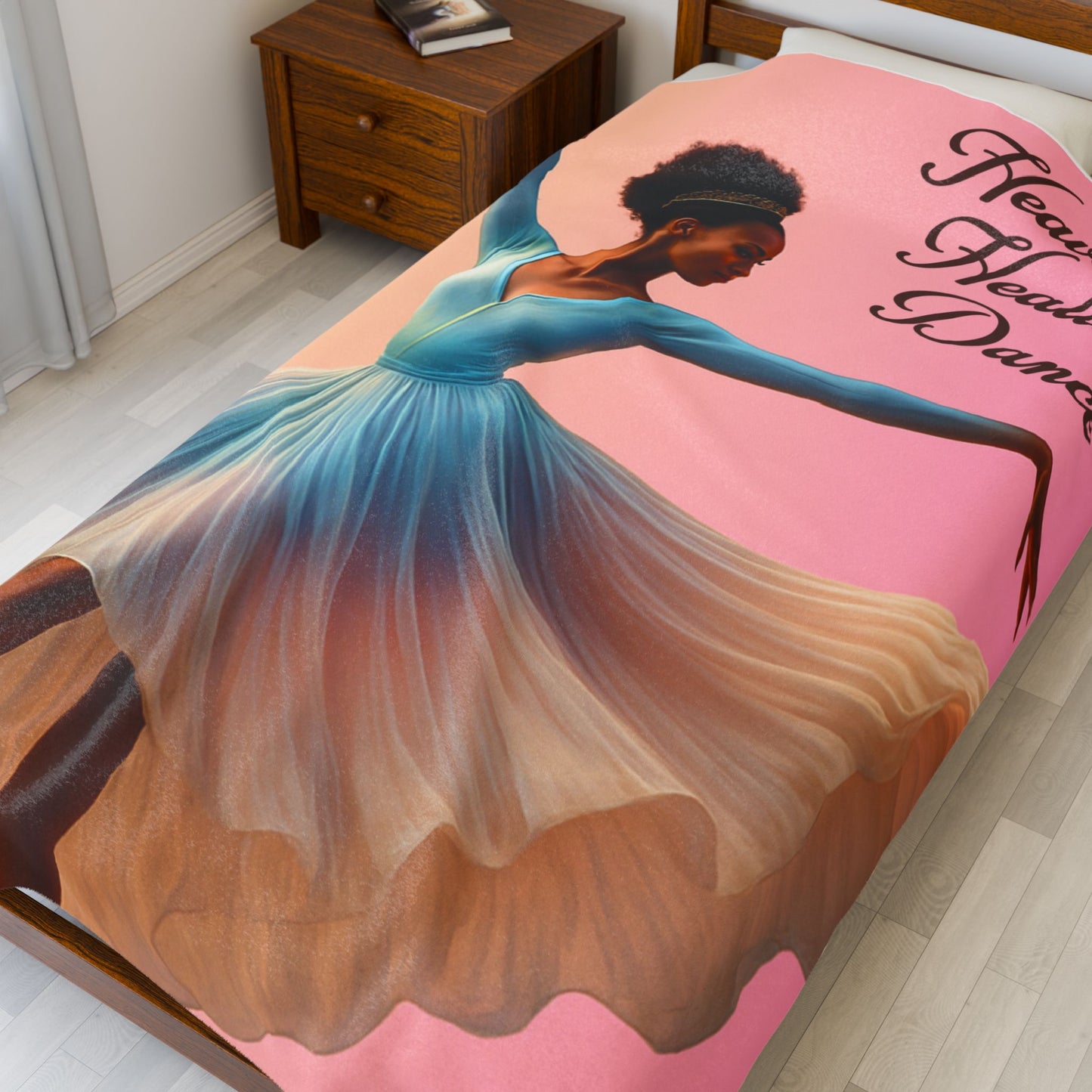 Afro American Woman Dancing Heavenly Healing ™Throw Velveteen Blanket