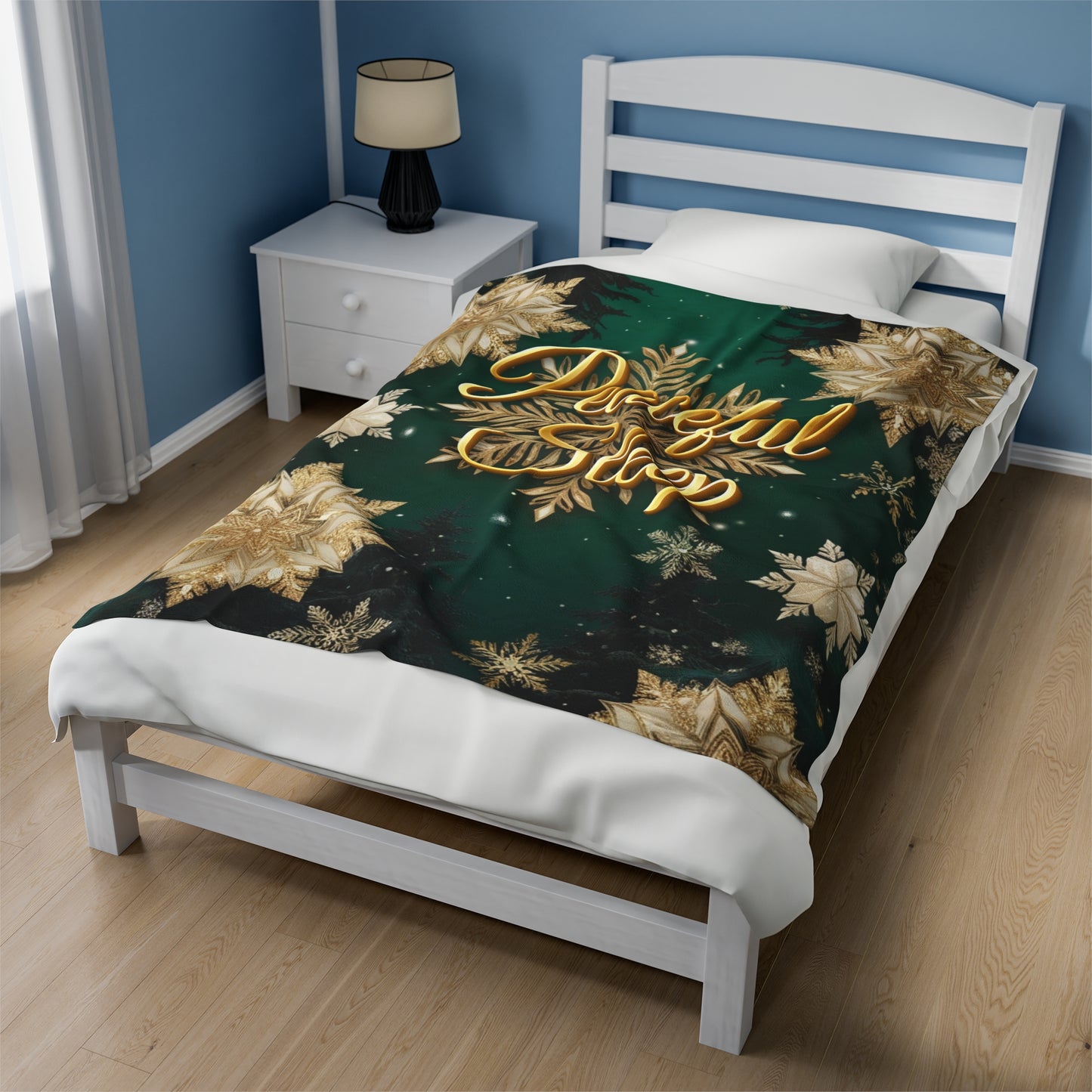 Sleeping In Peace Emerald Green Velveteen Plush Blanket