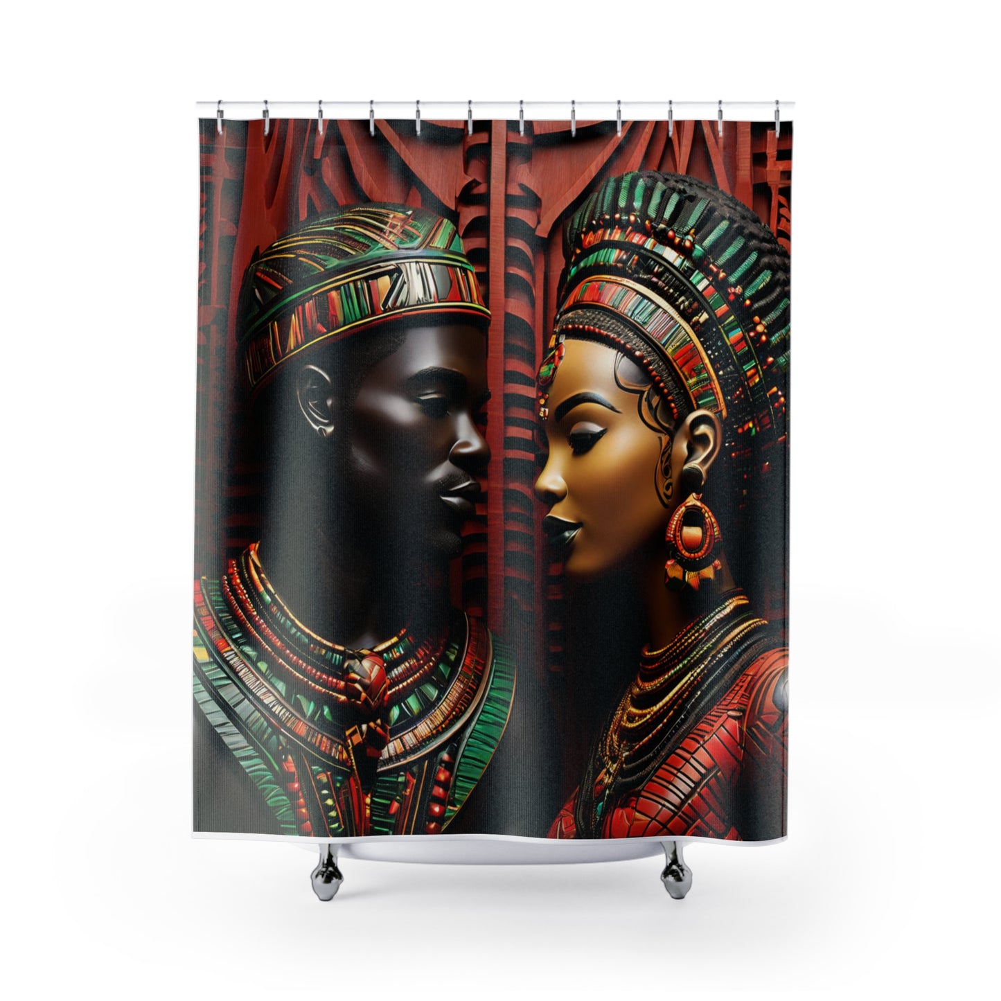 African King and Queen, Red and Green Shower Curtain