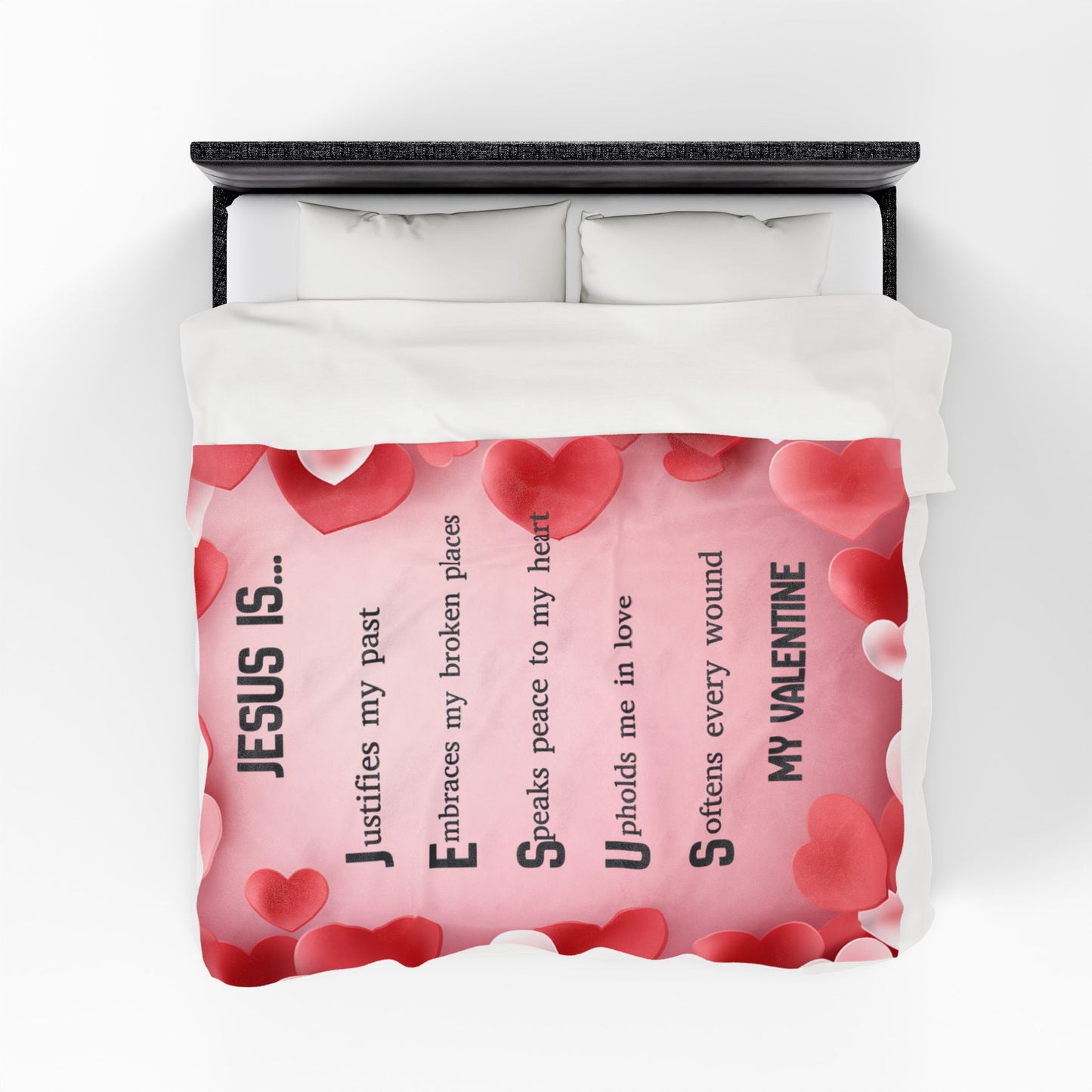 Jesus Is My Valentine  Plush Comfort  Velveteen Blanket