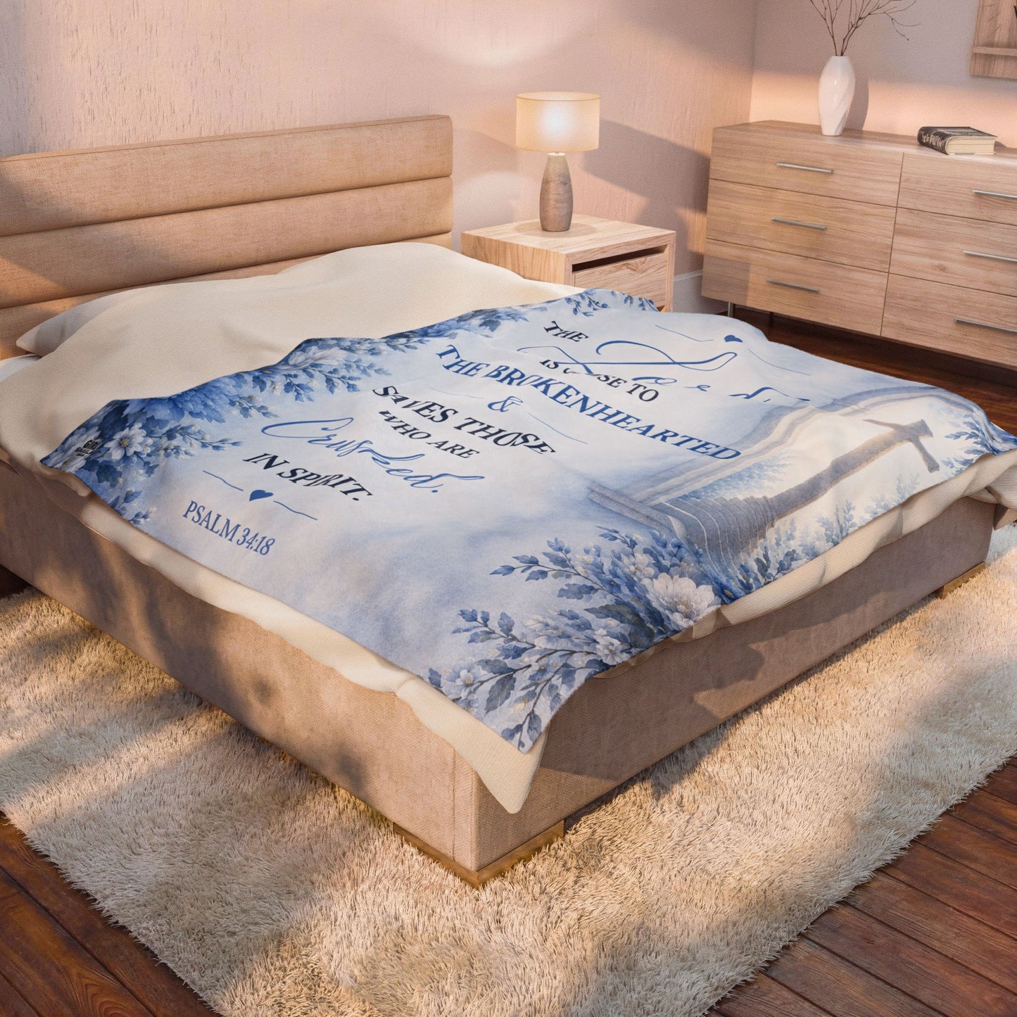 The Lord Is Close to The Brokenhearted  Plush Comfort Velveteen Blanket