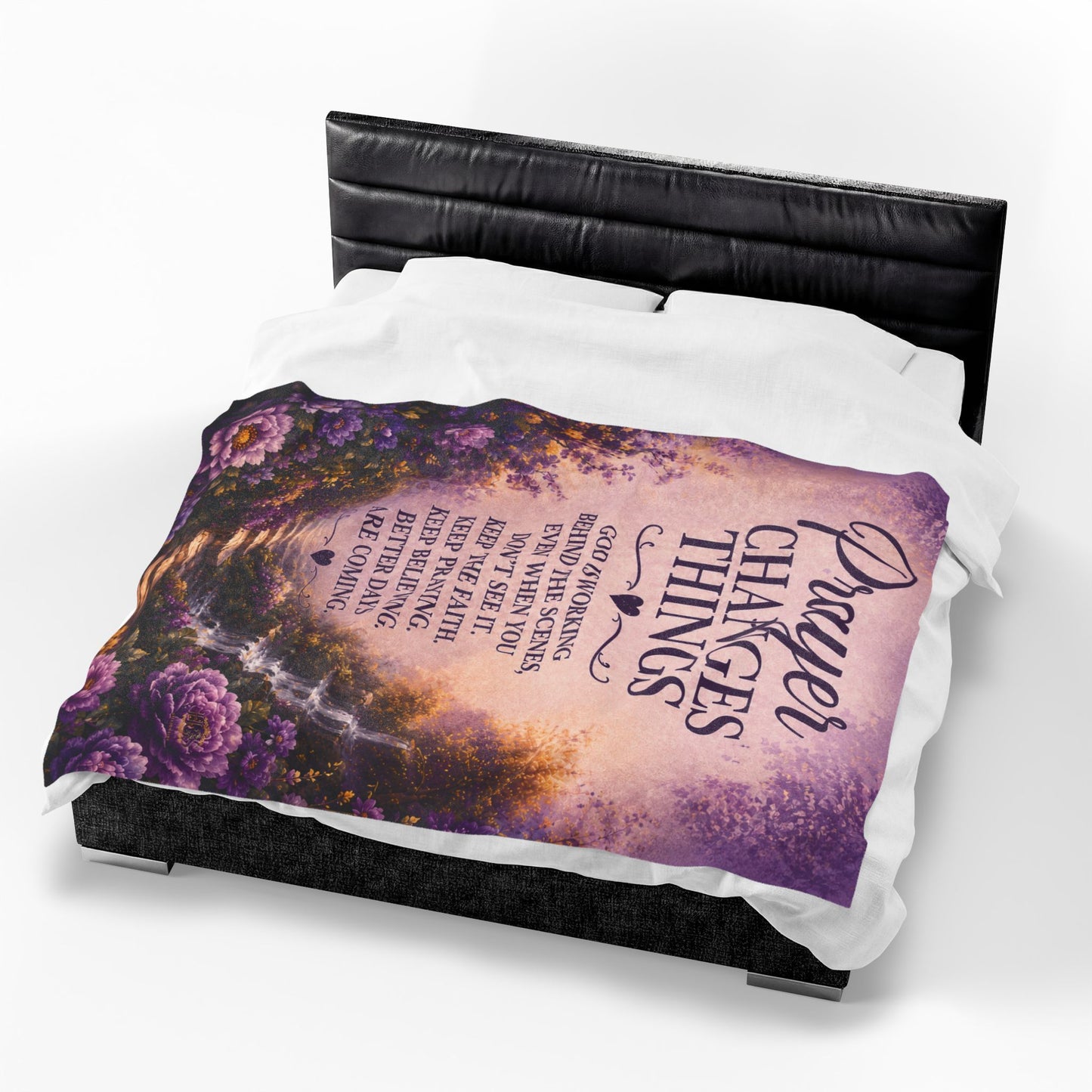 The Prayer Changes Things Prayer Purple Waterfall Plush Comfort Velveteen Blanket