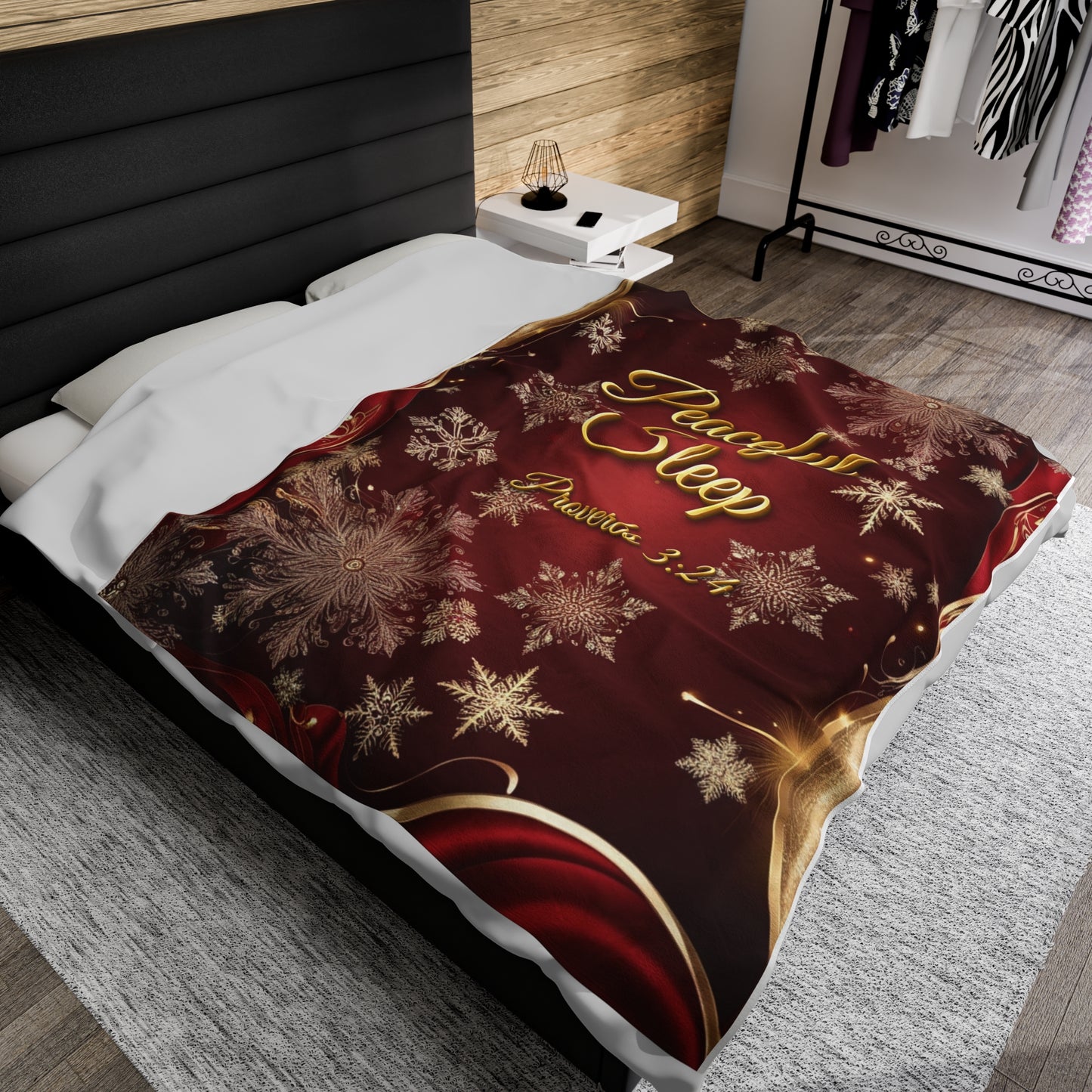 Sleeping In Peace Ruby Red Christmas Velveteen Plush Blanket-