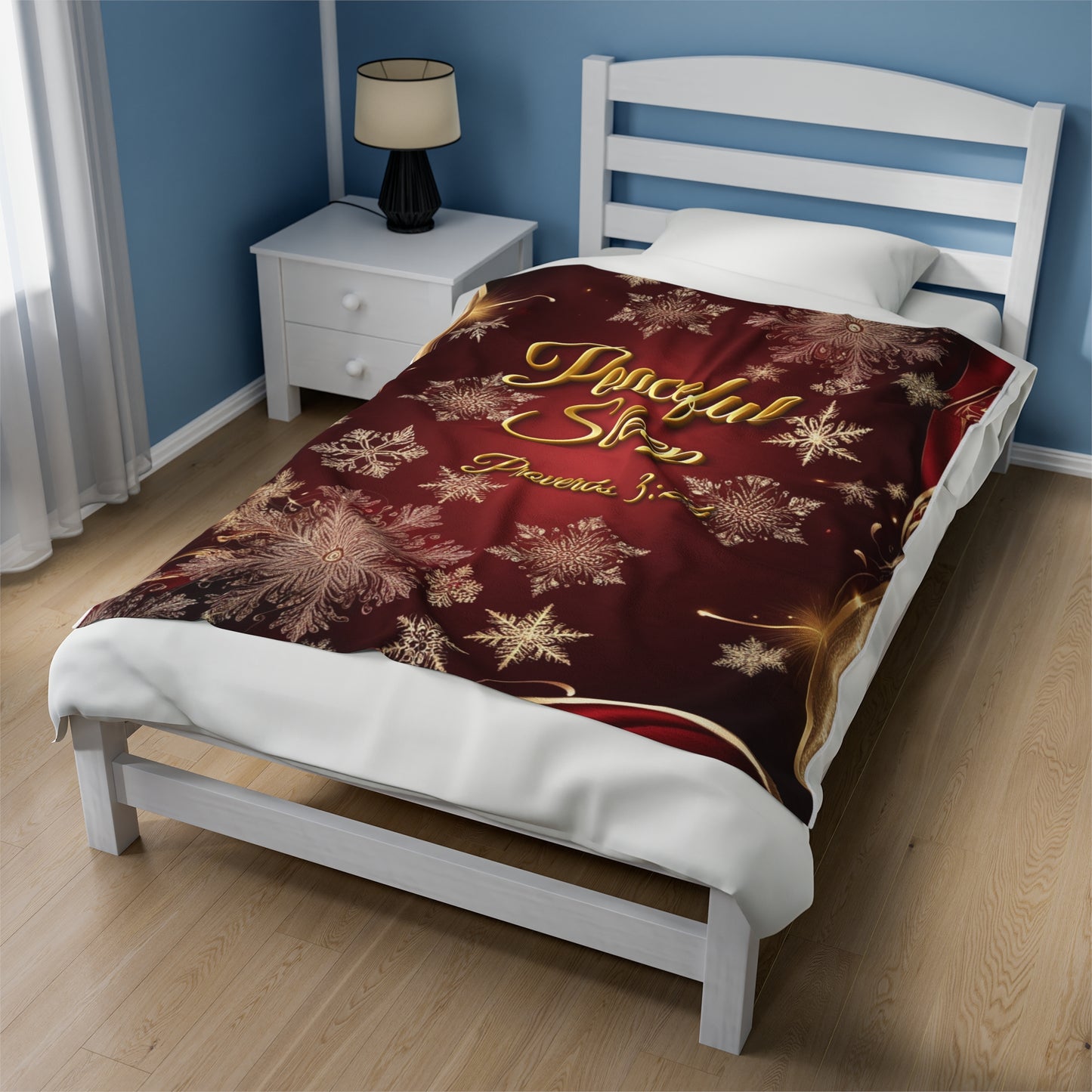 Sleeping In Peace Ruby Red Christmas Velveteen Plush Blanket-