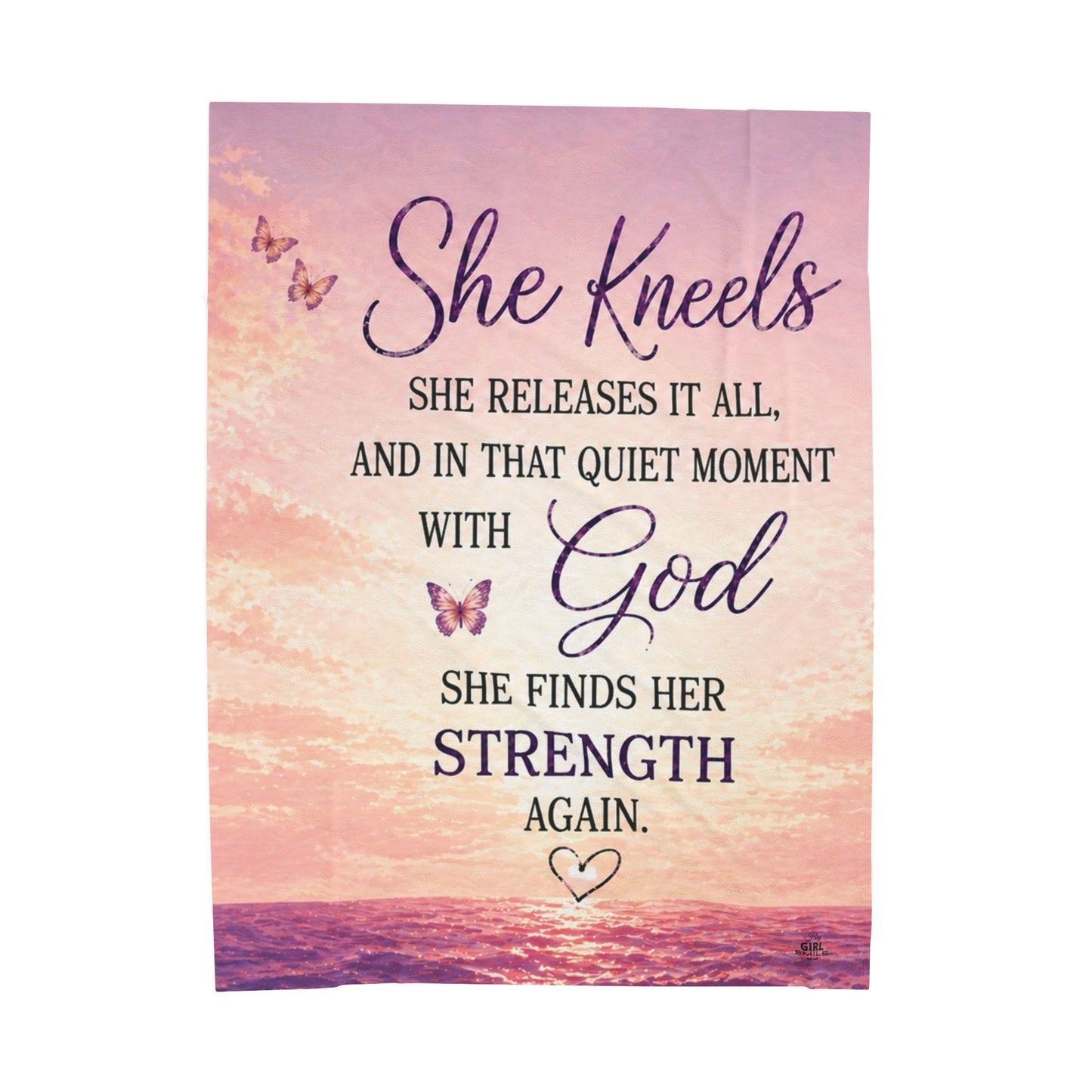 “She Kneels” Christian Prayer Blanket for Women – Faith Comfort Throw for Peace, Strength & Healing  Plush Comfort Velveteen Blanket