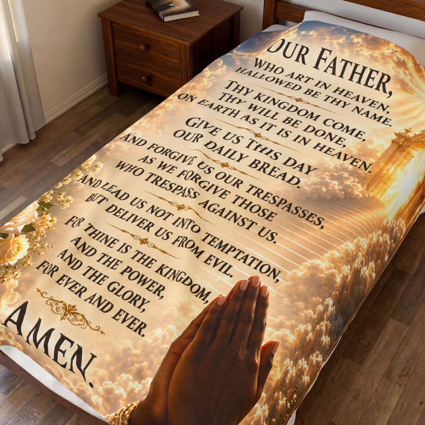 The Lord's Prayer Our Father plush Comfort Velveteen Blanket