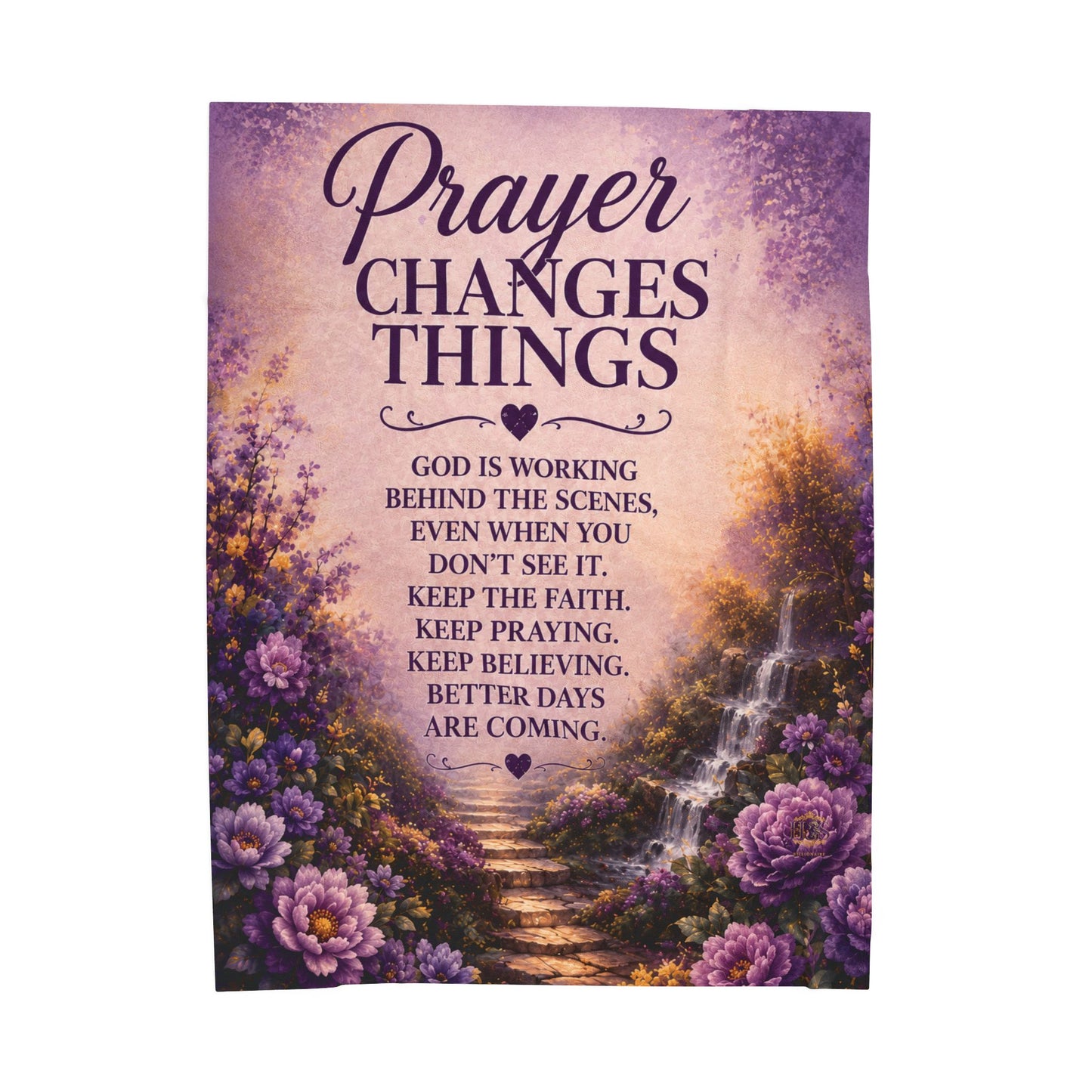 The Prayer Changes Things Prayer Purple Waterfall Plush Comfort Velveteen Blanket