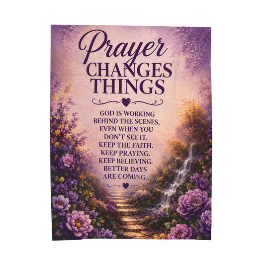The Prayer Changes Things Prayer Purple Waterfall Plush Comfort Velveteen Blanket