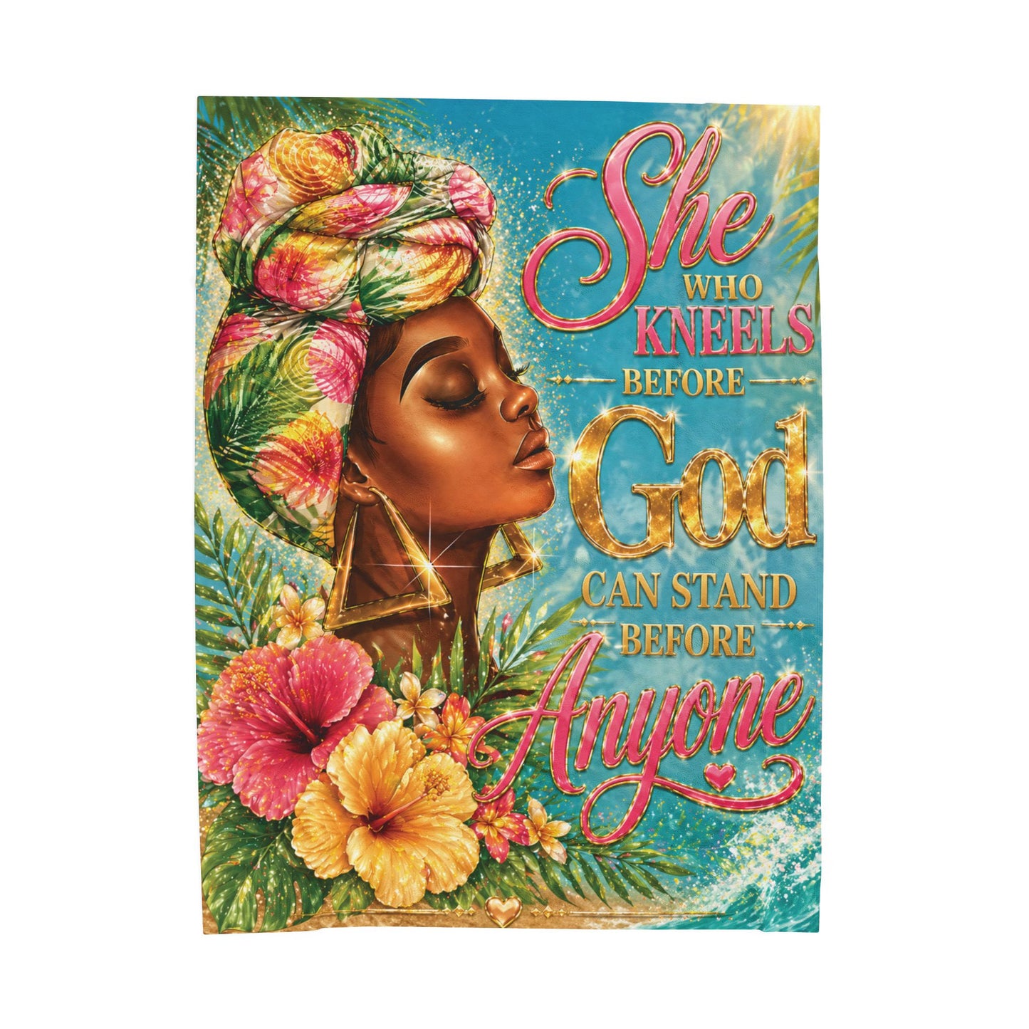 Afro American Woman She Kneels Before God Plush Comfort Velveteen Blanket