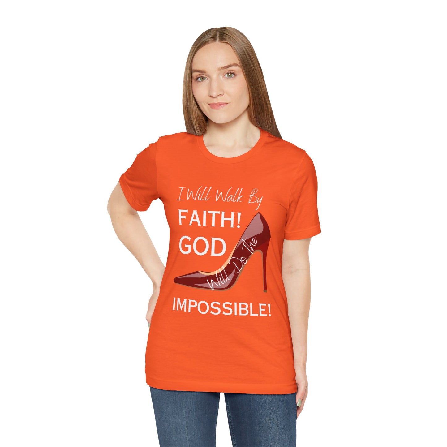 I Will Walk By Faith  Jersey Short Sleeve Tee (Autum colors)