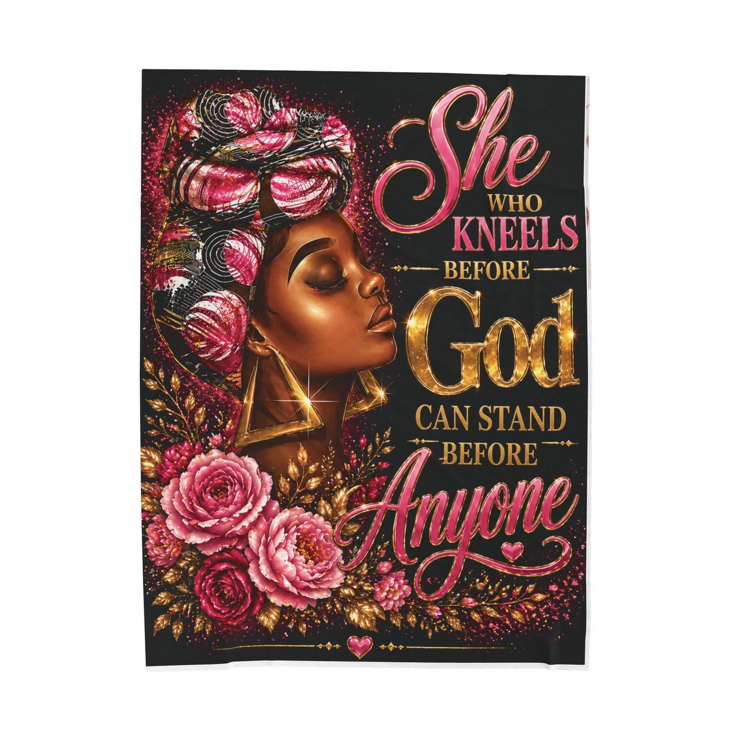 Afro American Woman She Kneels Before God Plush Comfort Velveteen Blanket