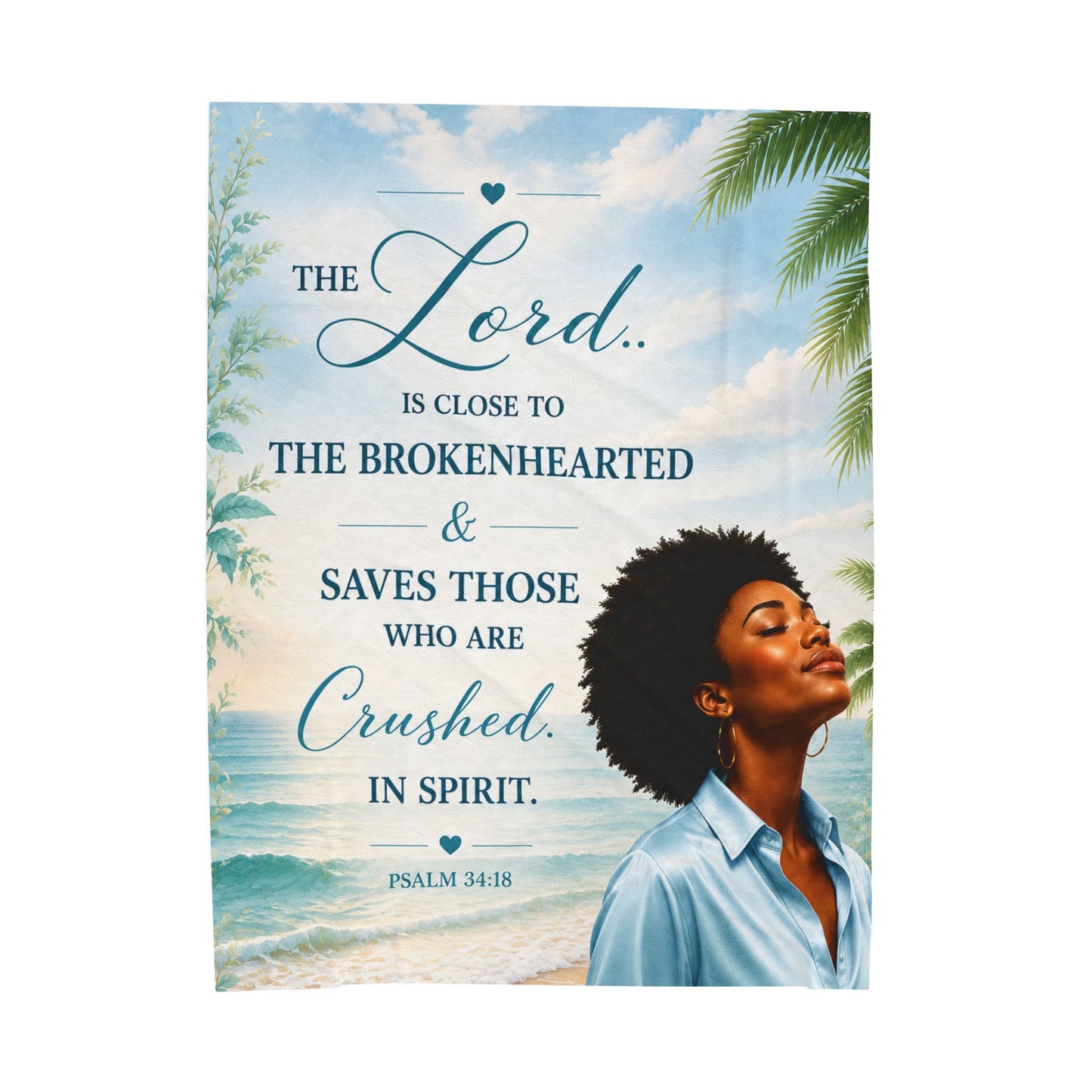 Afro American Woman Bahamas Blue Ocean Beach Plush Comfort Velveteen Blanket
