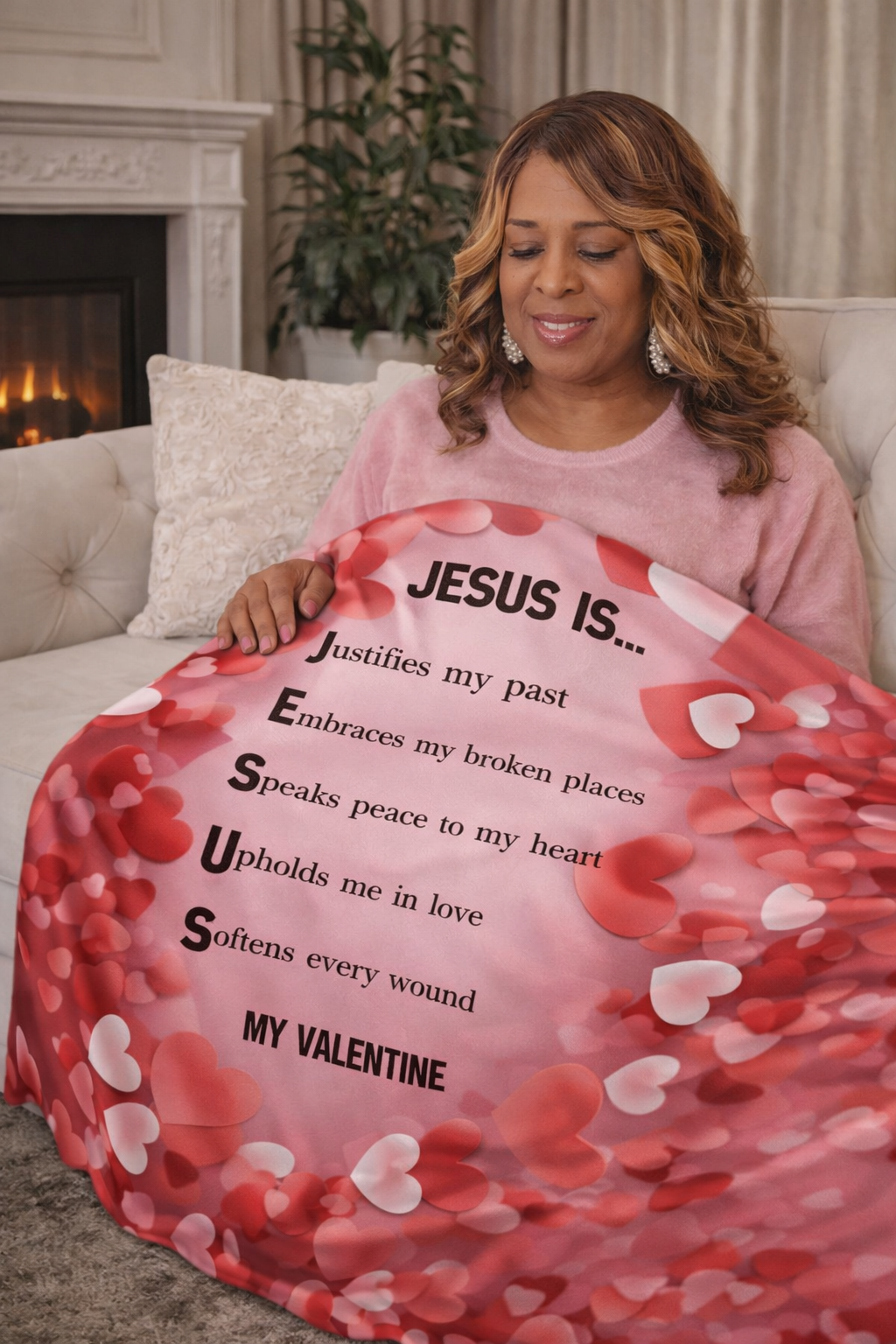 Jesus Is My Valentine  Plush Comfort  Velveteen Blanket
