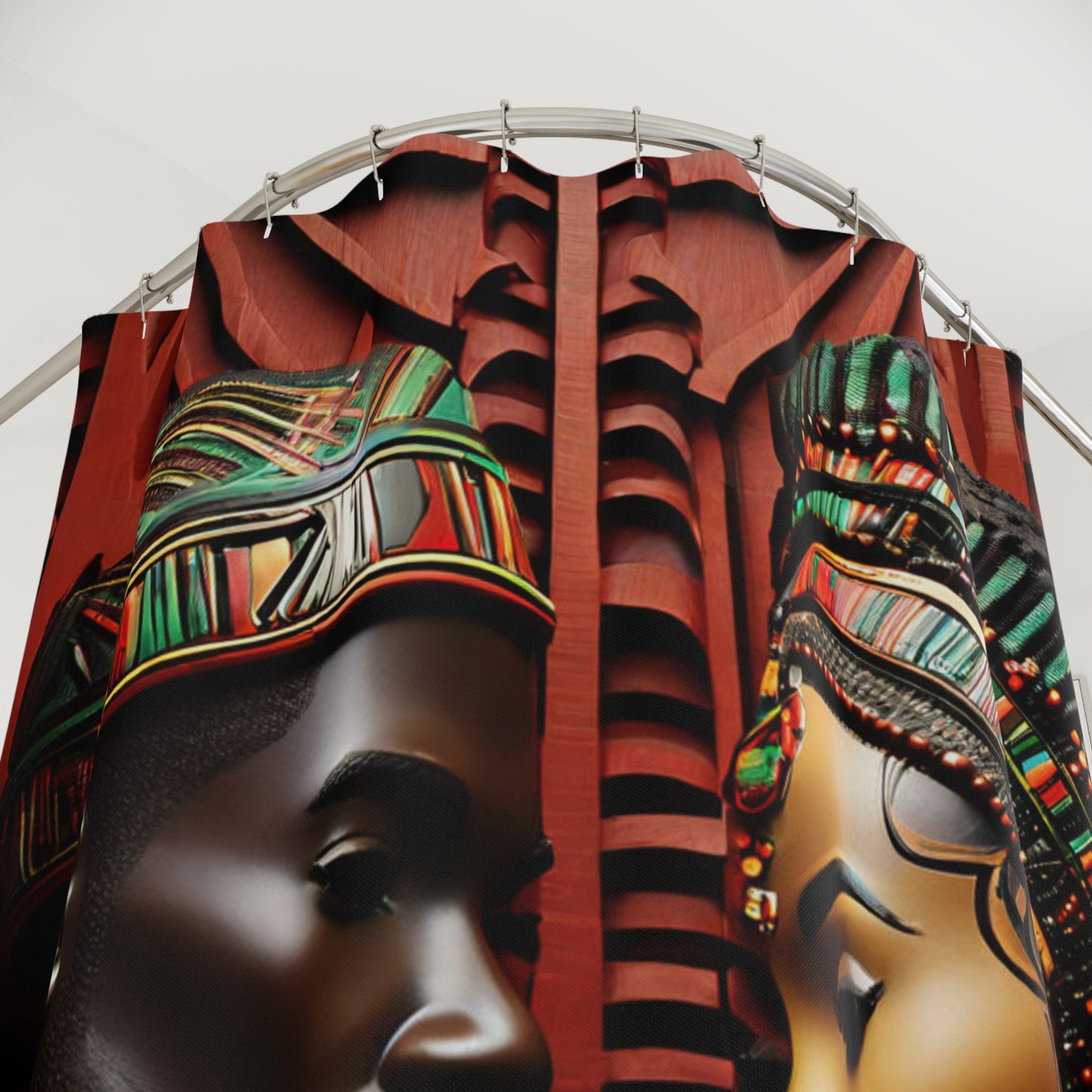 African King and Queen, Red and Green Shower Curtain