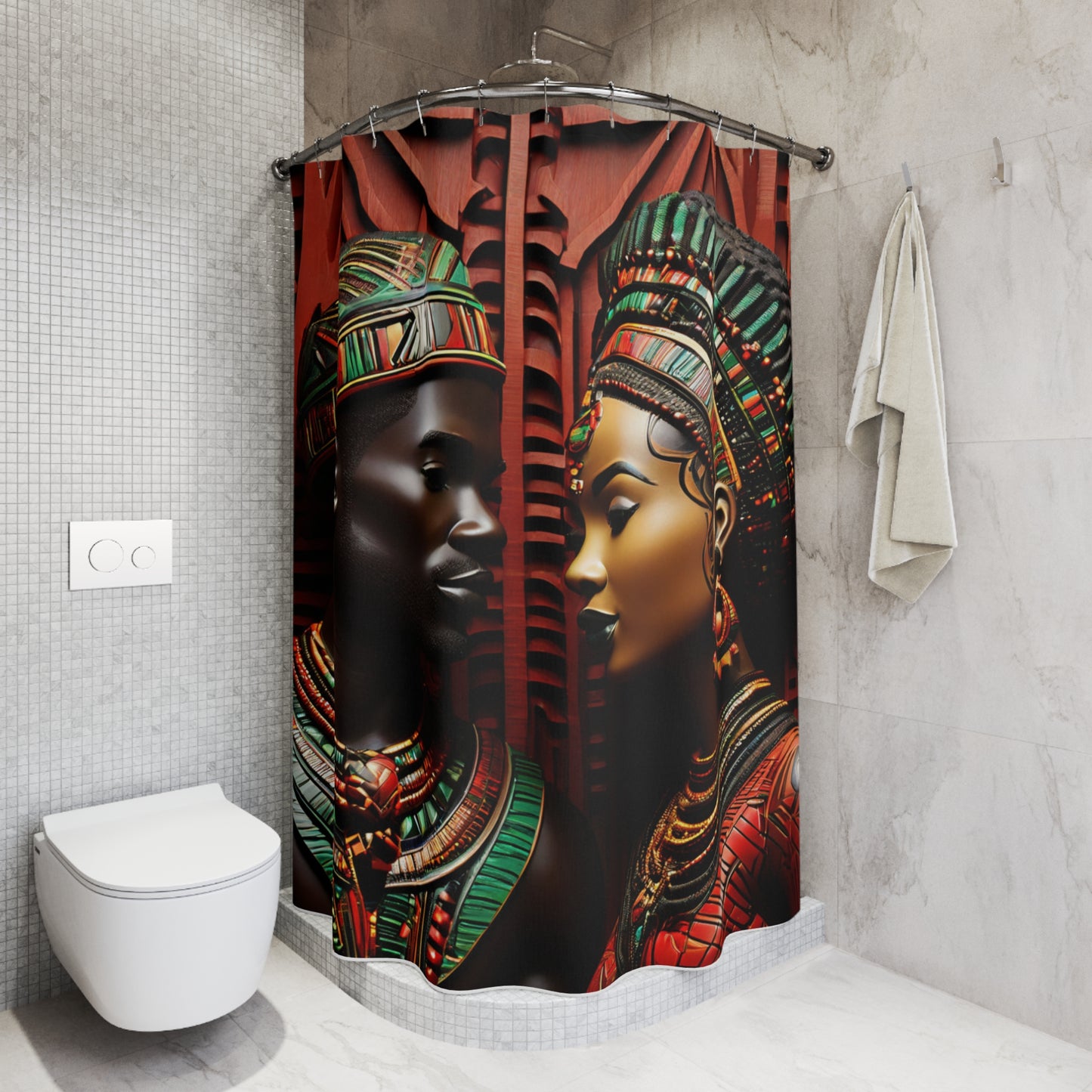 African King and Queen, Red and Green Shower Curtain